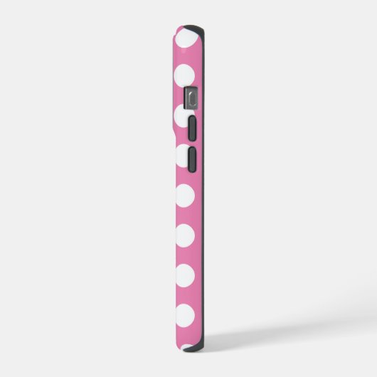 Roze en witte pooldots iPhone hoesje (Linkerkant)