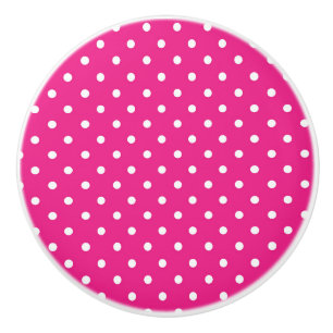 Roze en witte pooldots keramische knop