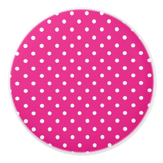 Roze en witte pooldots keramische knop (Voorkant)