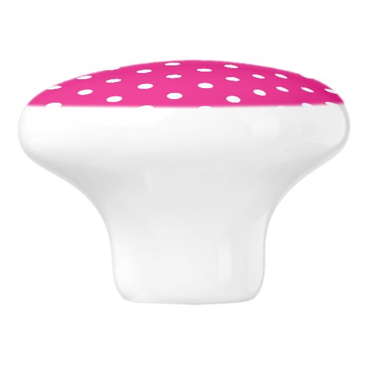 Roze en witte pooldots keramische knop (Zijkant)
