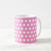Roze en witte pooldots koffiemok (Voorkant rechts)
