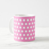 Roze en witte pooldots koffiemok (Voorkant links)