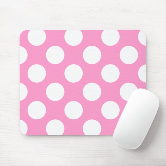 Roze en witte pooldots muismat (Met muis)