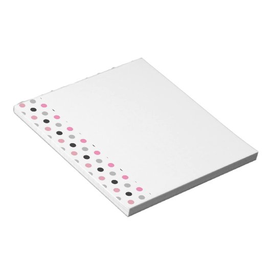Roze en witte pooldots notitieblok (Schuin)