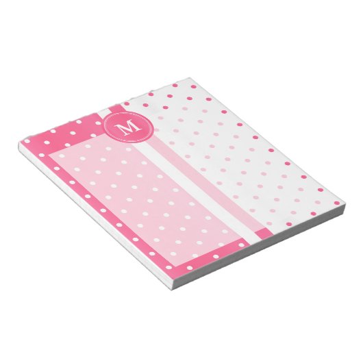 roze en witte pooldots notitieblok (Schuin)