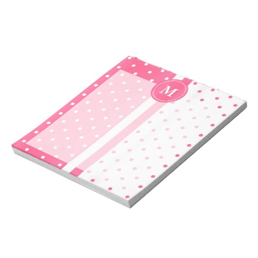  roze en witte pooldots notitieblok (Linkerzijde)