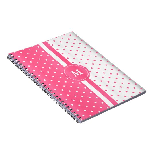 Roze en witte pooldots notitieboek (Rechterzijde)