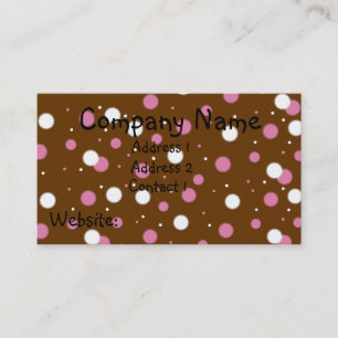 Roze en witte pooldots op bruine Visitekaartjes