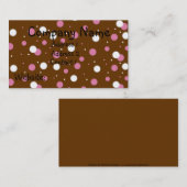 Roze en witte pooldots op bruine Visitekaartjes (Voorkant / Achterkant)