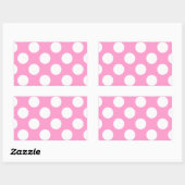 Roze en witte pooldots rechthoekige sticker (Vel)