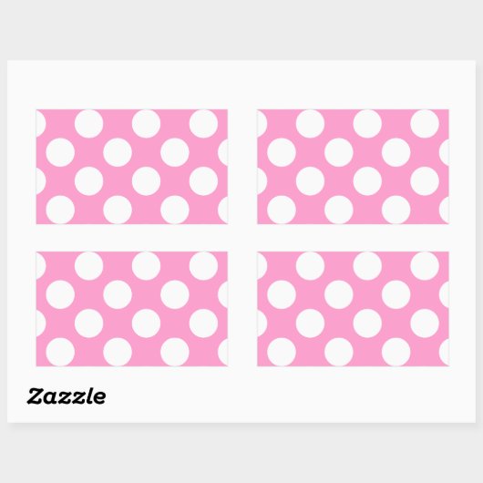 Roze en witte pooldots rechthoekige sticker (Vel)