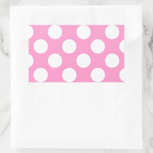 Roze en witte pooldots rechthoekige sticker (Tas)