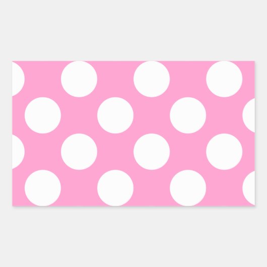 Roze en witte pooldots rechthoekige sticker (Voorkant)
