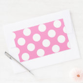 Roze en witte pooldots rechthoekige sticker (Envelop)