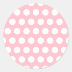 Roze en witte pooldots ronde sticker