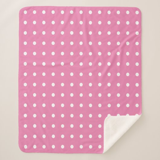 Roze en witte pooldots sherpa deken (Voorkant)
