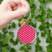 Roze en witte pooldots sleutelhanger (Hand)