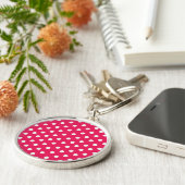 Roze en witte pooldots sleutelhanger (Zijkant)