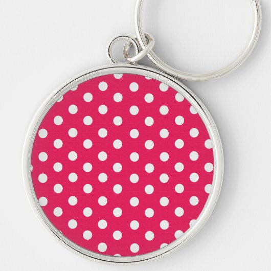 Roze en witte pooldots sleutelhanger (Voorkant)