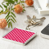 Roze en witte pooldots sleutelhanger (Zijkant)