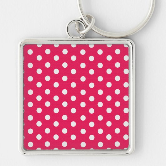 Roze en witte pooldots sleutelhanger (Voorkant)