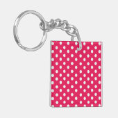 Roze en witte pooldots sleutelhanger (Voorkant Links)