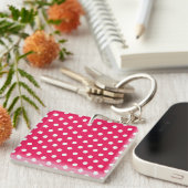 Roze en witte pooldots sleutelhanger (Voorkant Rechts)