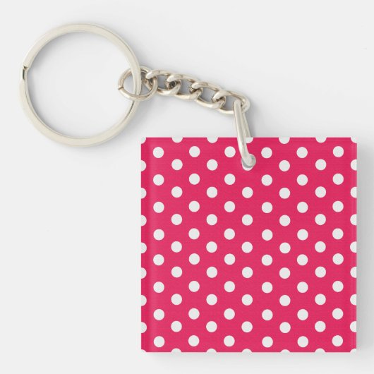Roze en witte pooldots sleutelhanger (Voorkant)