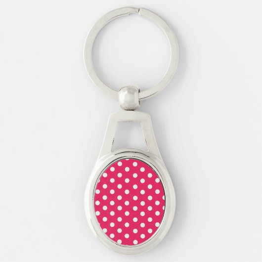 Roze en witte pooldots sleutelhanger (Voorkant)