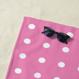 Roze en witte pooldots strandlaken