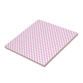 Roze en witte pooldots tegeltje (Zijkant)