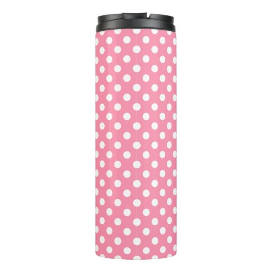 Roze en witte pooldots thermosbeker (Achterkant)