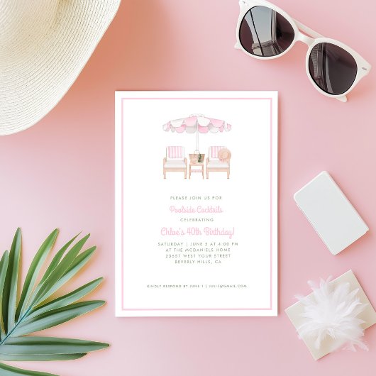 Roze en witte poolparaplu | Pool Party I Kaart