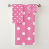Roze en witte poolpunts bad handdoek (Insitu)