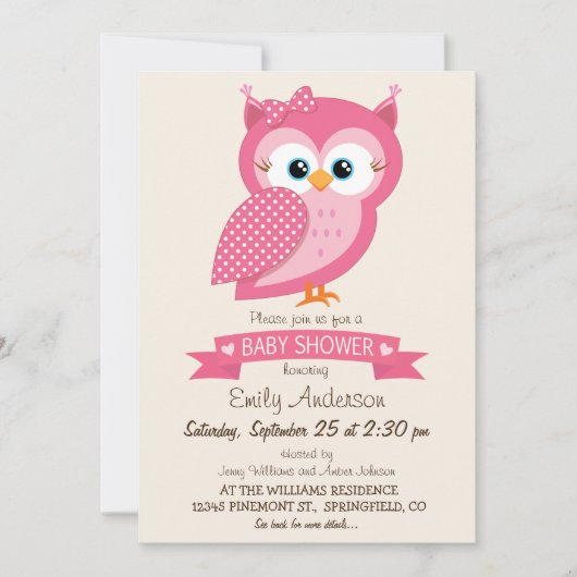 Roze en witte poolwand Baby shower Kaart (Voorkant)