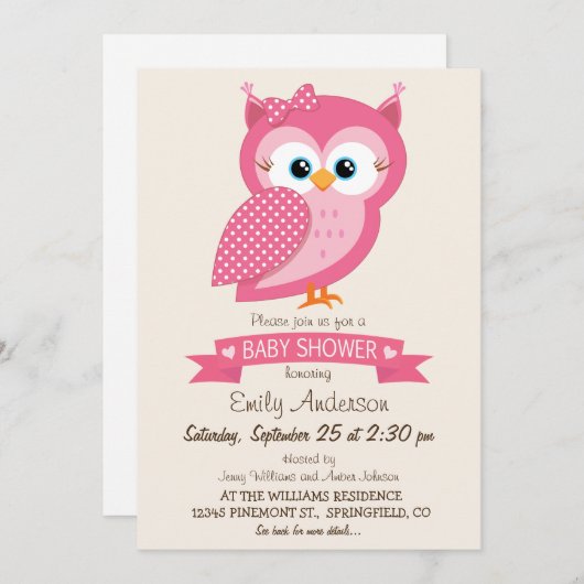 Roze en witte poolwand Baby shower Kaart (Voorkant / Achterkant)