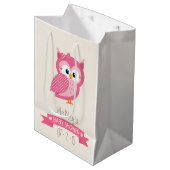 Roze en witte poolwand Baby shower Medium Cadeauzakje (Voorkant Gekanteld)