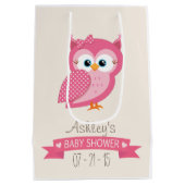 Roze en witte poolwand Baby shower Medium Cadeauzakje (Achterkant)