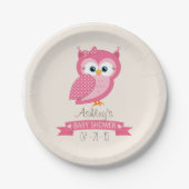 Roze en witte poolwand Baby shower Papieren Bordje (Voorkant)