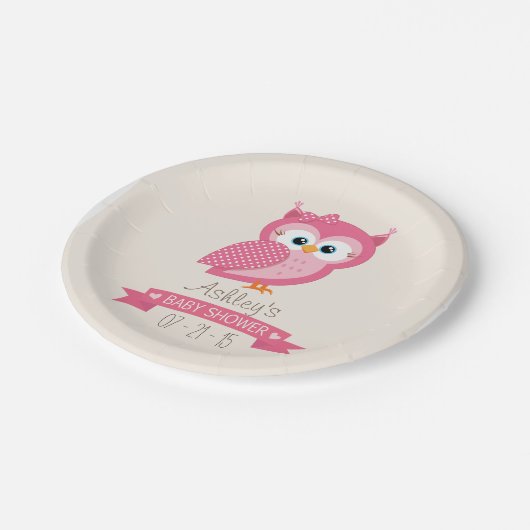 Roze en witte poolwand Baby shower Papieren Bordje (Gekanteld)