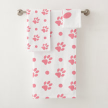 Roze en witte pootafdrukken en stippen