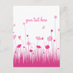 Roze en Witte Poppies Meadow Script Briefkaart