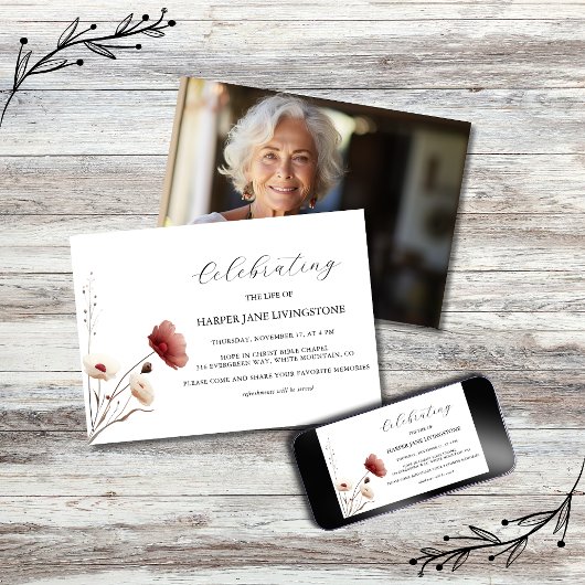 Roze en Witte Poppy begrafenismonument Kaart