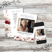 Roze en Witte Poppy begrafenisprogramma Kaart