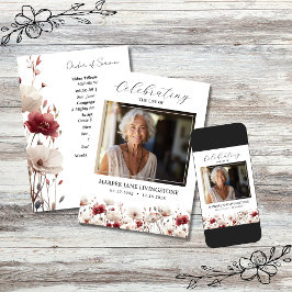 Roze en Witte Poppy begrafenisprogramma Kaart