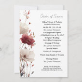 Roze en Witte Poppy begrafenisprogramma Kaart (Achterkant)