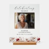 Roze en Witte Poppy Photo Memorial 11x14 Acryl Bord (Voorkant)