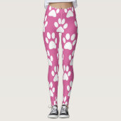 Roze en witte poten leggings (Voorkant)