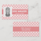 Roze en witte poten met fotosjabloon - Dog Walker Visitekaartje (Voorkant / Achterkant)
