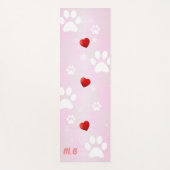 Roze en witte poten met rode harten yogamat (Voorkant)